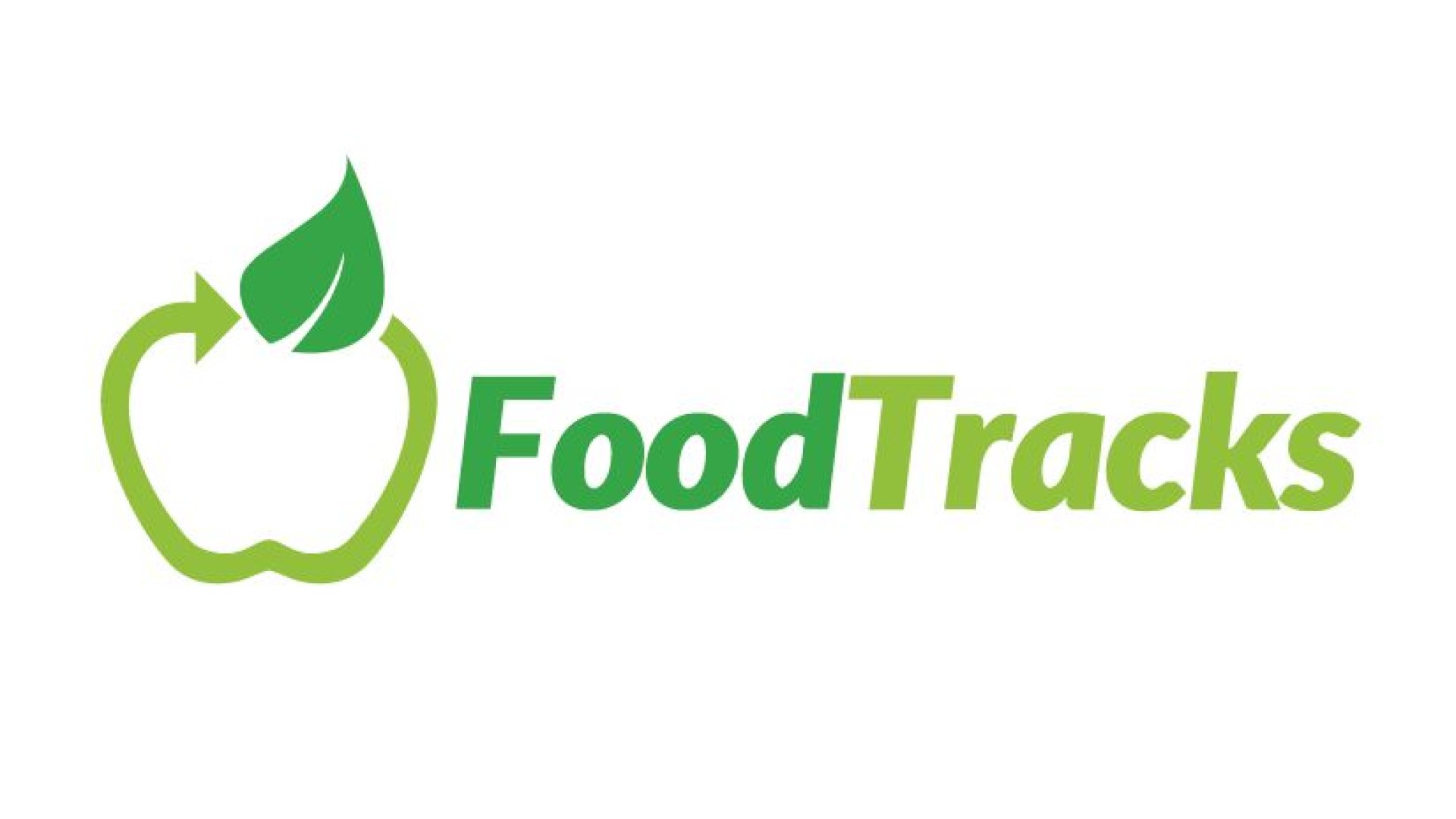 Logo von FoodTracks: Apfel mit kreisförmigem Pfeil und Blatt
